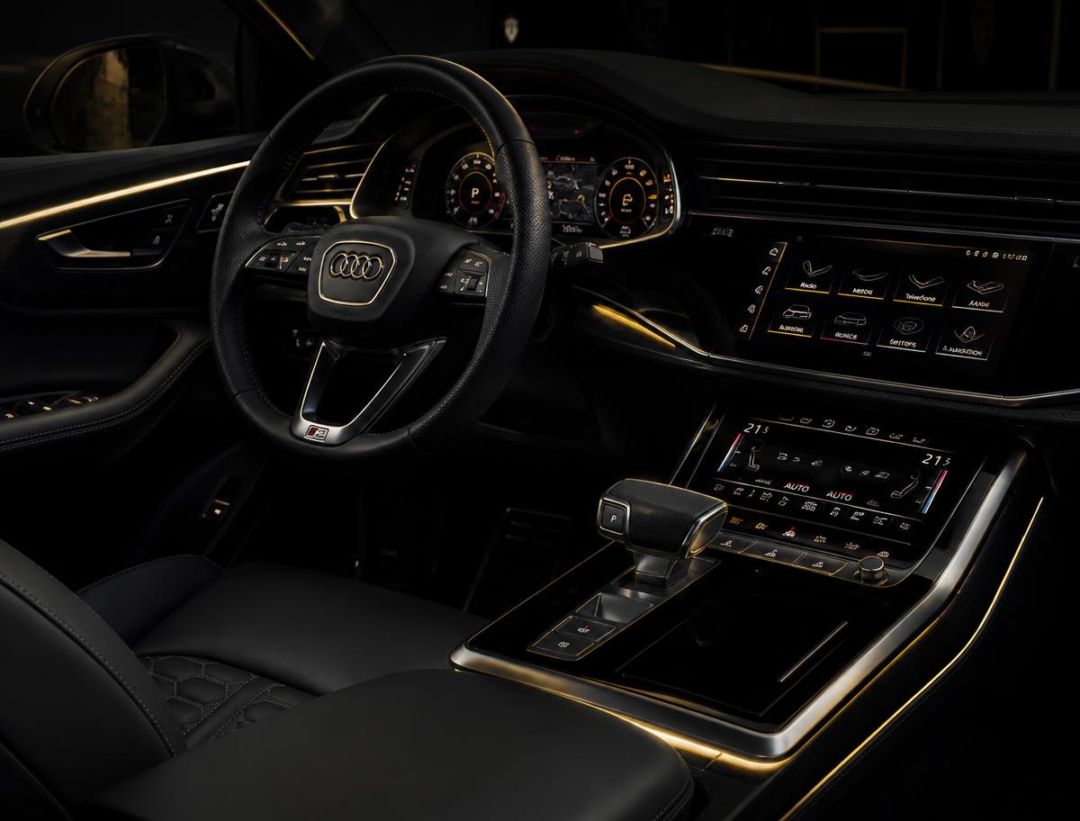 Immaculate detailed car interior with black leather